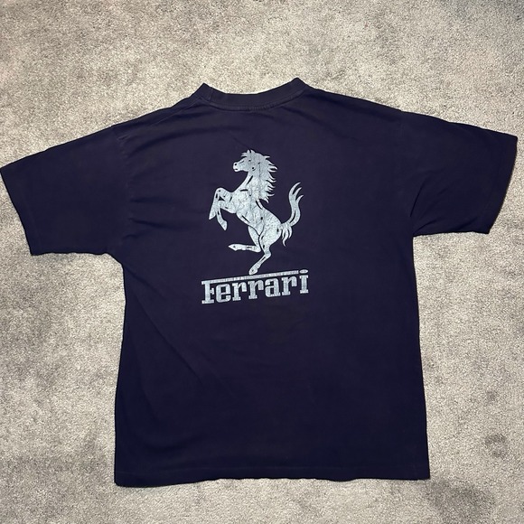 Ferrari Other - Vintage Ferrari T-shirt Mens Size XL Navy Blue Big Silver Logo